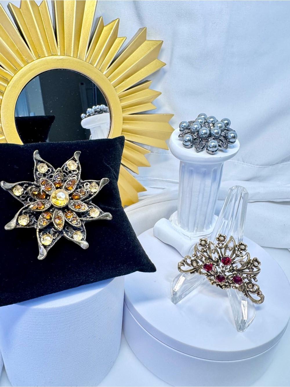 Three Vintage Brooches,-Beautiful Accessories for this Fall and Winter!